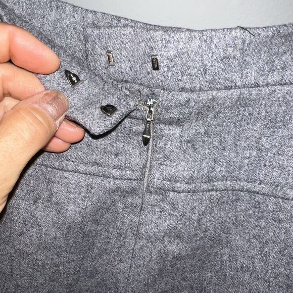 Jaeger London Vintage Gray  100% Wool High Waist A-Line Midi Skirt Sz 12 Britain - Picture 6 of 7